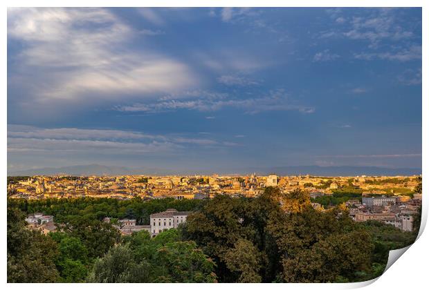 Rome Cityscape At Sunset In Italy Print by Artur Bogacki