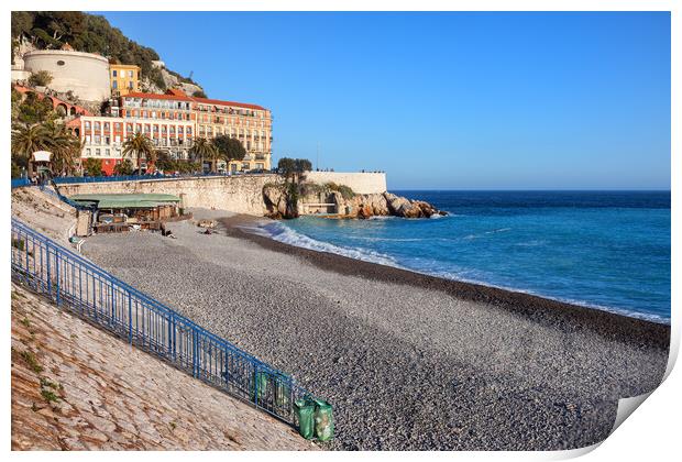 Beach and Sea in Nice City in France Print by Artur Bogacki