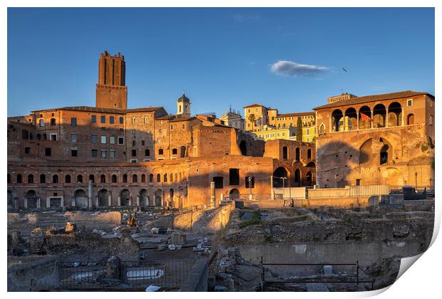 Trajan Forum and Market in Rome at Sunset Print by Artur Bogacki