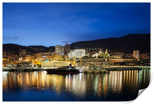 Monaco Monte Carlo by Night Print by Artur Bogacki