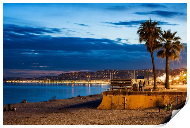 City of Nice in France at Dusk Print by Artur Bogacki