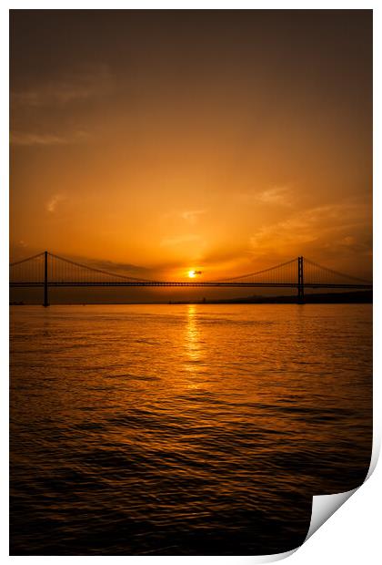 25th of April Bridge on Tagus in Lisbon Print by Artur Bogacki
