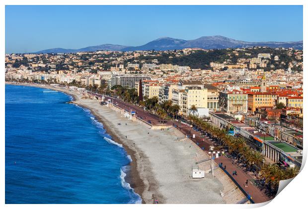 Beach and the Sea in City of Nice Print by Artur Bogacki