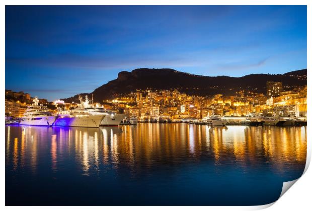 Monaco at Twilight Print by Artur Bogacki