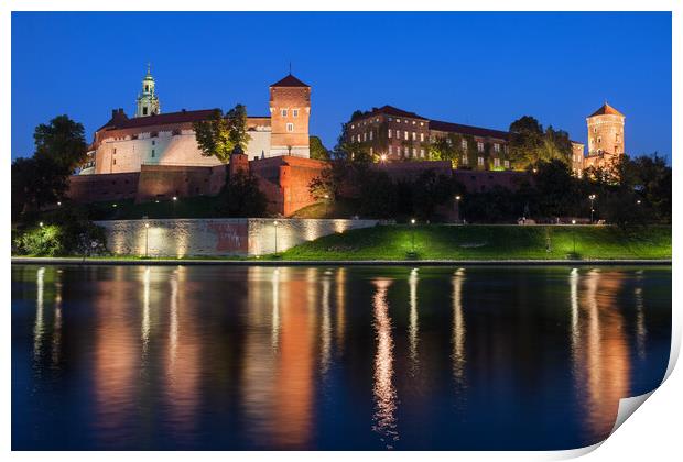 Wawel Castle at Night in Krakow Print by Artur Bogacki