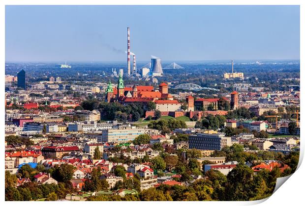 City Of Krakow Aerial View Print by Artur Bogacki