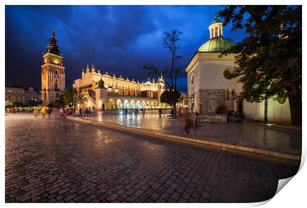 Old Town in City of Krakow by Night Print by Artur Bogacki