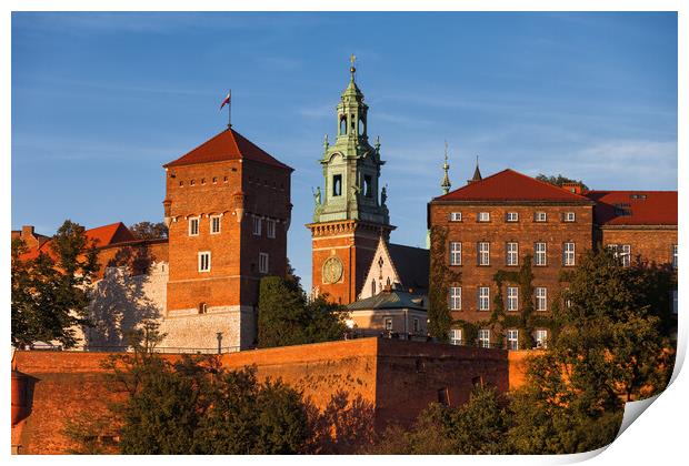 Wawel Castle and Cathedral Tower in Krakow Print by Artur Bogacki