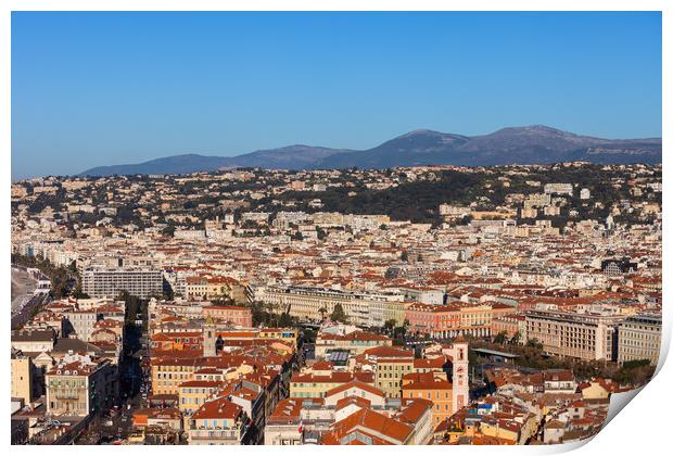 City of Nice Aerial View in France Print by Artur Bogacki