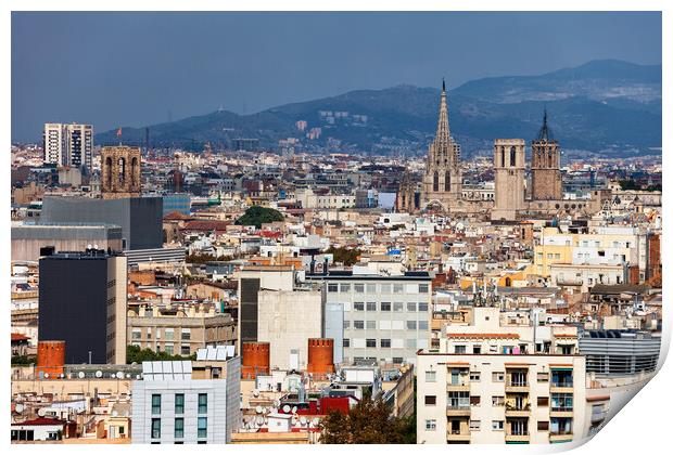 City Of Barcelona Cityscape Print by Artur Bogacki