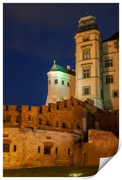 Wawel Castle at Night Print by Artur Bogacki