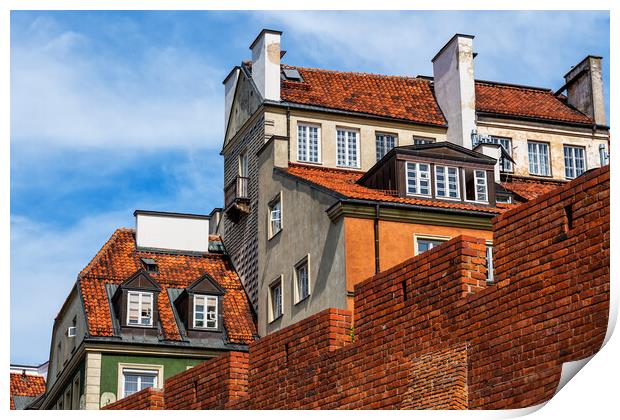 Warsaw Old Town Houses And Wall Print by Artur Bogacki