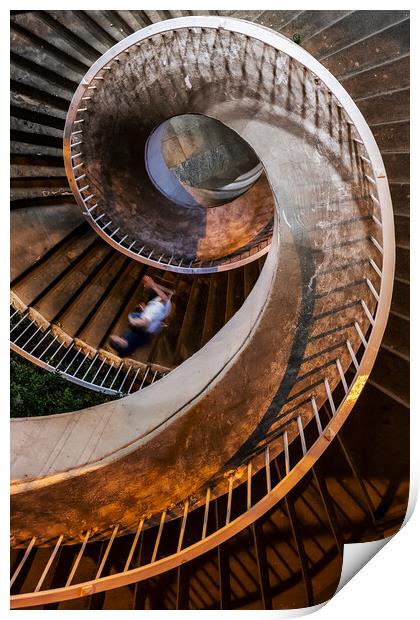 Spiral Stairs Abstract At Night Print by Artur Bogacki