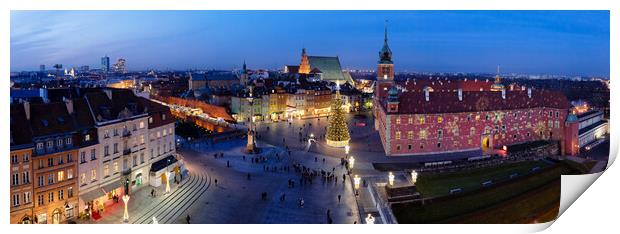 Evening Panorama of Warsaw City in Poland Print by Artur Bogacki