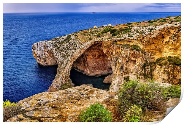 Blue Grotto Sea Cavern in Malta Island Print by Artur Bogacki