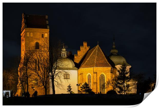 Gothic Church of St Mary In Warsaw At Night Print by Artur Bogacki