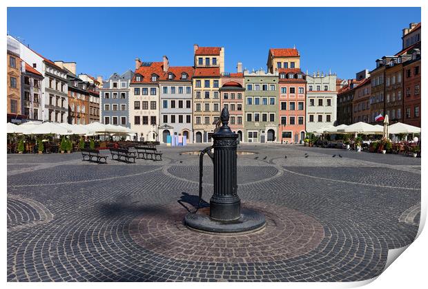 Warsaw City Old Town Market Square In Poland Print by Artur Bogacki