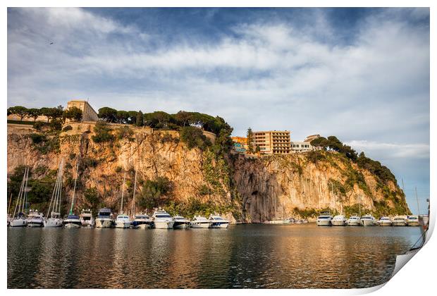 Cliff Of Monaco City From Port De Fontvieille Print by Artur Bogacki