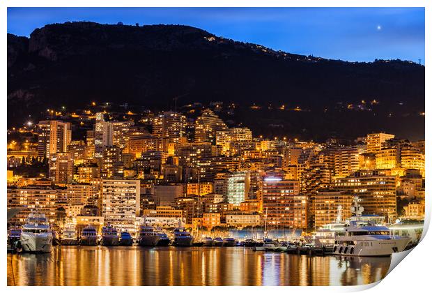 Monaco by Night Print by Artur Bogacki