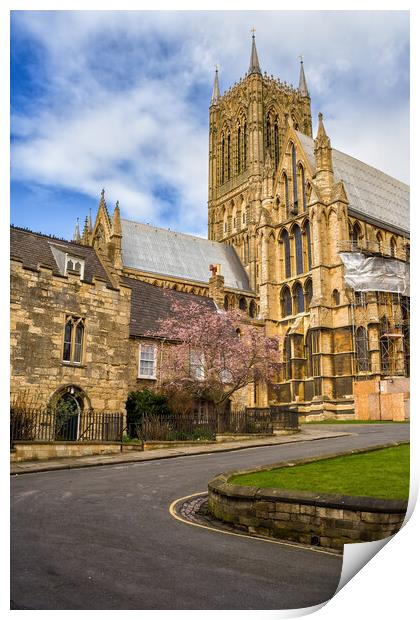Winding Road To Lincoln Cathedral In England Print by Artur Bogacki