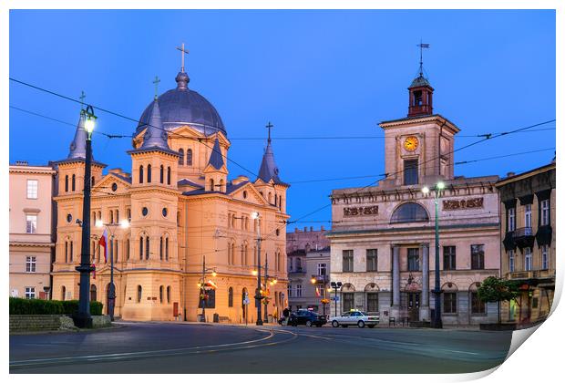 City of Lodz in Poland at Dusk Print by Artur Bogacki