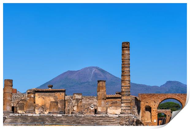Pompeii and Mount Vesuvius in Italy Print by Artur Bogacki