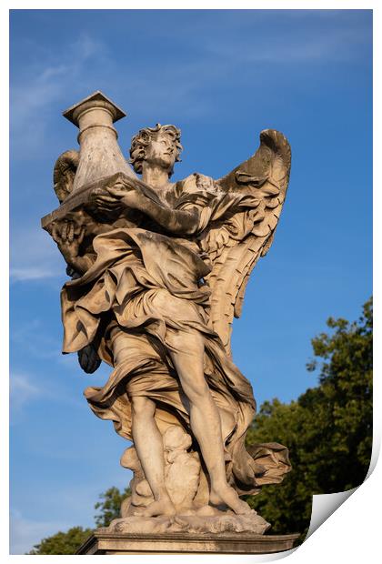 Angel With The Column Statue In Rome Print by Artur Bogacki