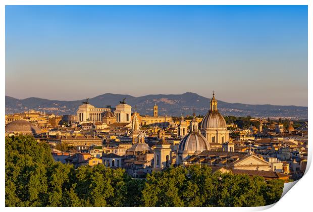 City Of Rome Sunset Cityscape In Italy Print by Artur Bogacki