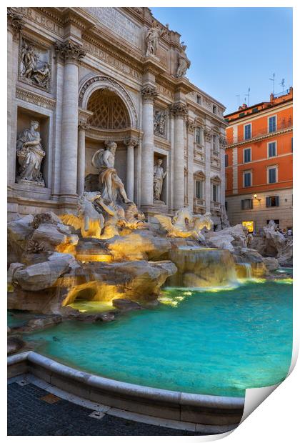 Trevi Fountain at Dusk in Rome Print by Artur Bogacki