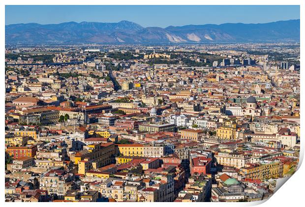 Naples City Aerial Cityscape In Italy Print by Artur Bogacki