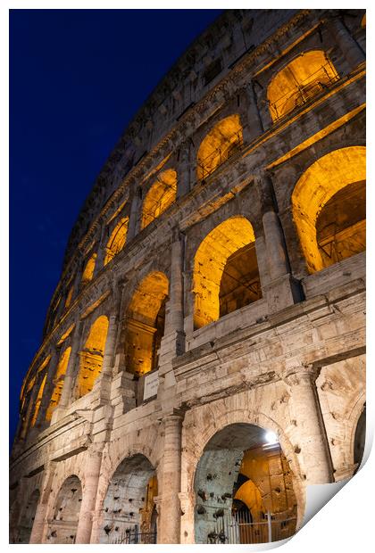 The Colosseum By Night In Rome Print by Artur Bogacki