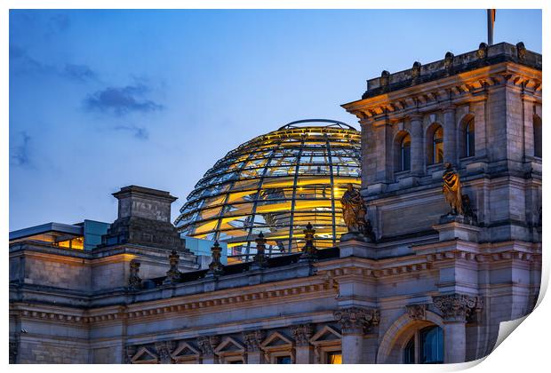 The Reichstag Dome At Dusk In Berlin Print by Artur Bogacki