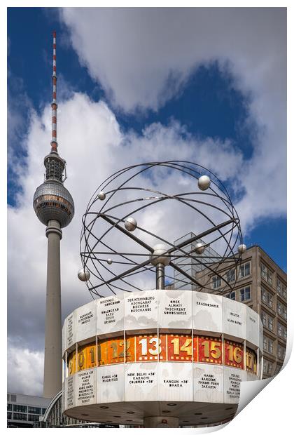 World Clock And TV Tower In Berlin Print by Artur Bogacki