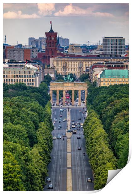Brandenburg Gate In Berlin From Above Print by Artur Bogacki