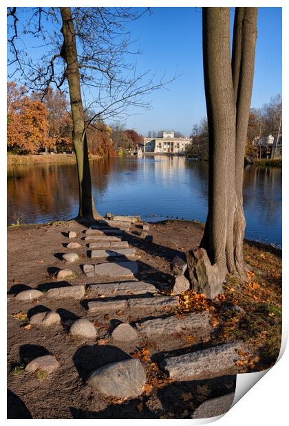Steps To The Lake In Lazienki Park In Warsaw Print by Artur Bogacki