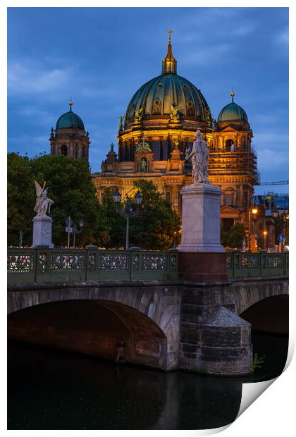 Berlin Cathedral And Schloss Bridge In Berlin Print by Artur Bogacki