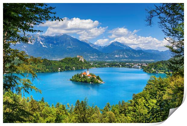 Lake Bled Landscape With And Island In Slovenia Print by Artur Bogacki
