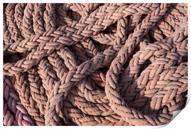 Thick Rope Of Sailing Ship Marine Background Print by Artur Bogacki
