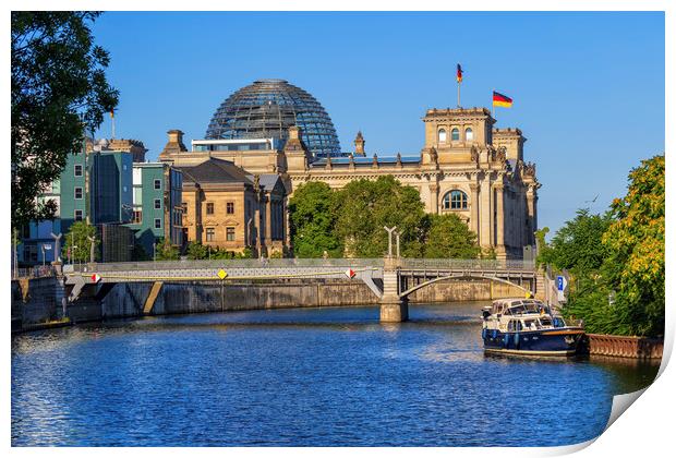 Reichstag From River Spree In Berlin Print by Artur Bogacki