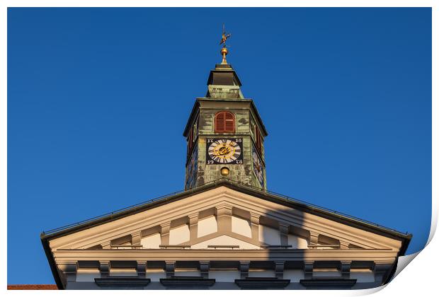 Gable And Clock Of Ljubljana Town Hall Print by Artur Bogacki