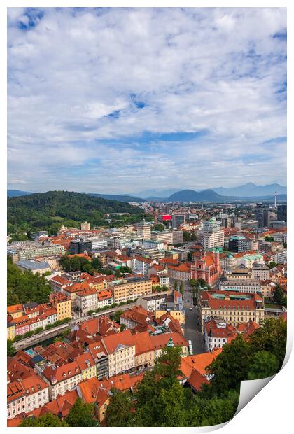 Cityscape of Ljubljana in Slovenia Print by Artur Bogacki