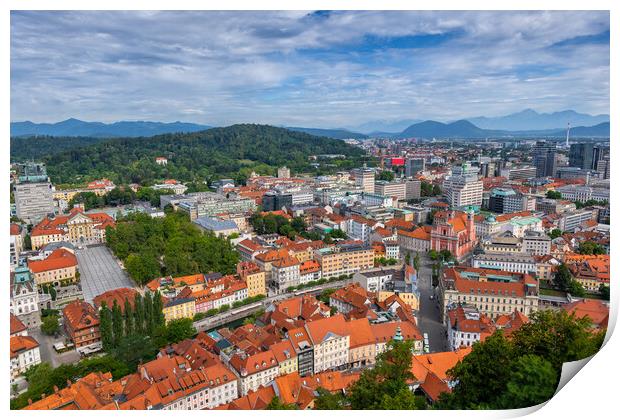 Ljubljana City Cityscape In Slovenia Print by Artur Bogacki
