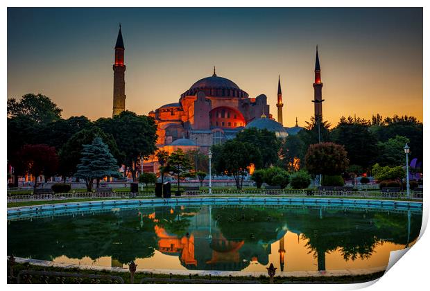 Hagia Sophia at Dawn in Istanbul Print by Artur Bogacki