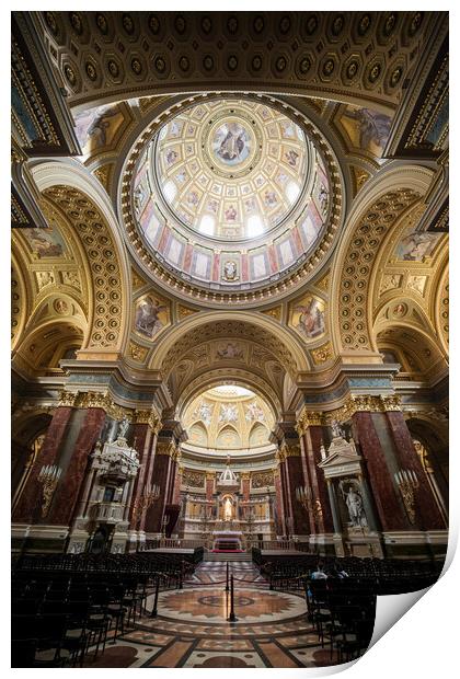 St. Stephen Basilica Interior in Budapest Print by Artur Bogacki