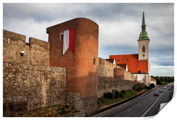 Old City Wall and St Martin's Cathedral in Bratislava Print by Artur Bogacki