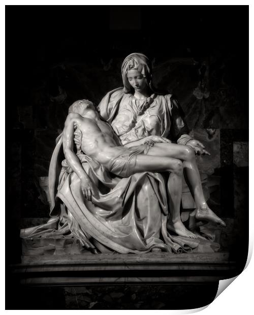 Jesus And Mary Pieta Sculpture By Michelangelo Print by Artur Bogacki
