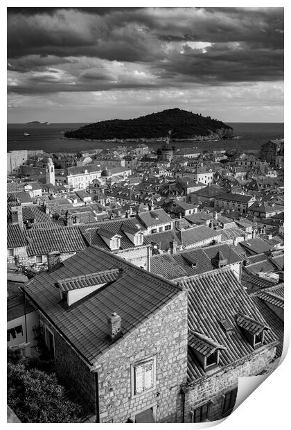 Dubrovnik In Black And White Print by Artur Bogacki