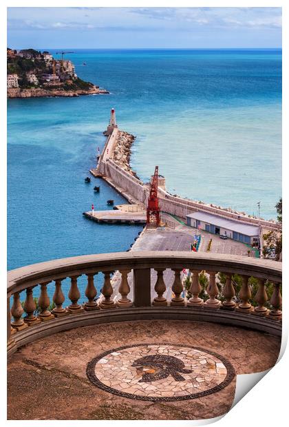 French Riviera Viewpoint Terrace To Mediterranean Sea Print by Artur Bogacki