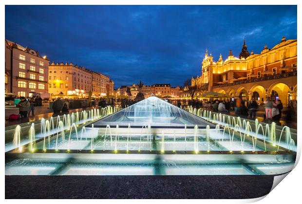 City of Krakow by Night in Poland Print by Artur Bogacki