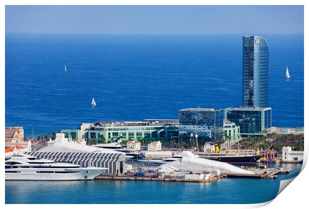 Barcelona City Seaside Skyline Print by Artur Bogacki